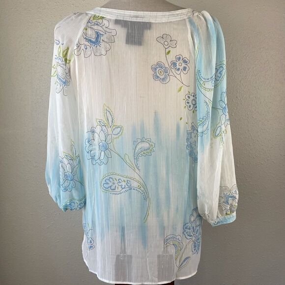 Luciano Dante Sheer Long Sleeve Tunic Size S EUC - Picture 7 of 8